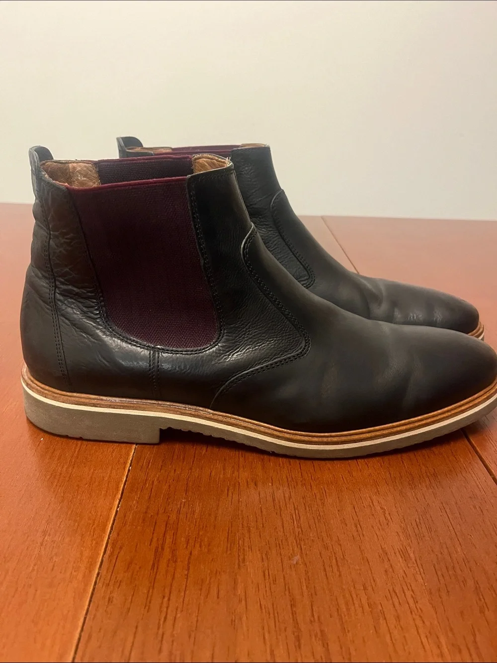Lloyd Slava-Mid Chelsea Leather Boots - Black with Burgundy Elastic 9F079251
